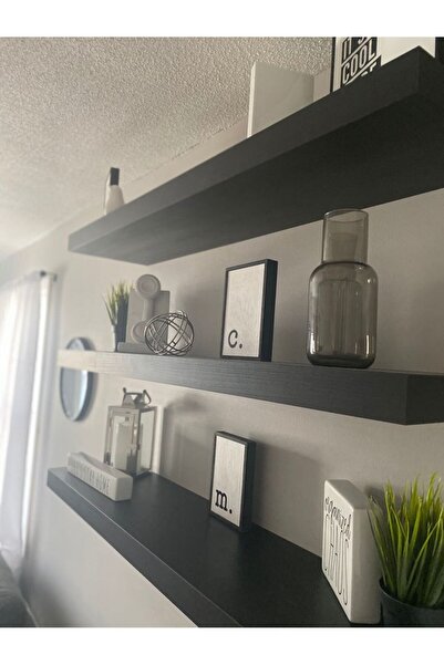 ABAS Antrasit duvar rafı 3lü ( 50x14 cm )