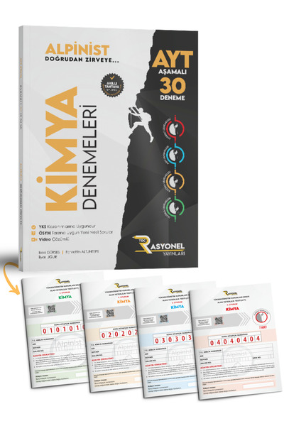 Rasyonel Yayınları Ayt Kimya Aşamalı 30 Deneme (ALPİNİST SERİSİ) (YAZARLARINDAN VİDEO ÇÖZÜMLÜ)