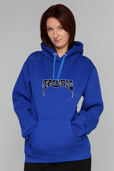 Trouble Bela Yazılı Görsel Baskılı UNİSEX Oversize Kapüşonlu Sweatshirt  %100 Pamuk