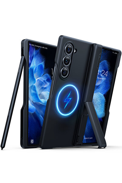 TORRAS حامل مغناطيسي لهاتف Galaxy Z Fold 6: حامل قلم S، حماية من الدرجة العسكرية، MagSafe، أسود