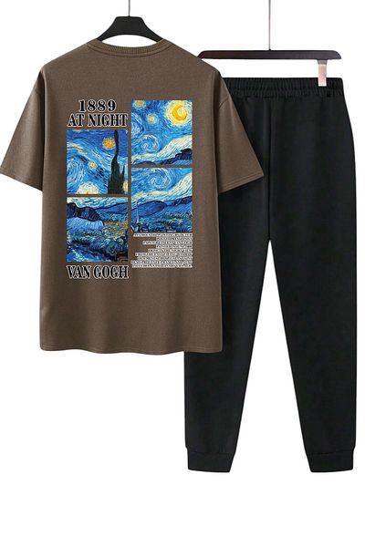 uyguntarz Unisex-Trainingsanzug-Set mit Vangogh-Aufdruck