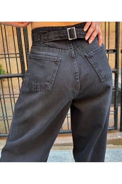 KOTOLOG Y2K Back Tolu Balloon Baggy Smoked Jean Pants