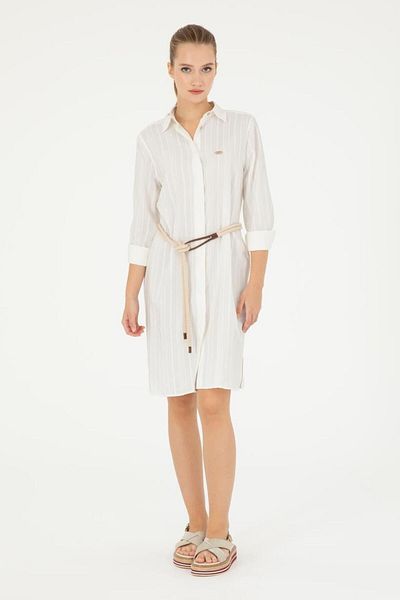 U.S. Polo Assn. Rochie țesută ecru de damă TEKSPOR190604.9