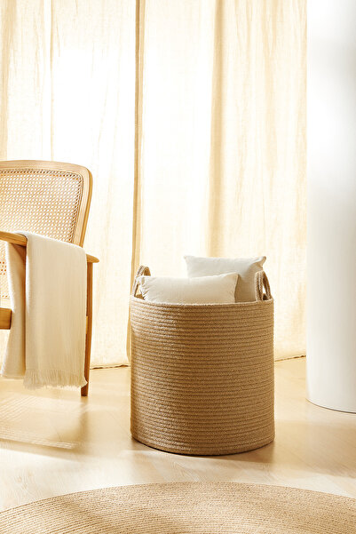 Ocean Home Textile Jüt Halat Dolap İçi Çamaşır Oyuncak Düzenleyici Saklama Sepeti Organizer 40x40