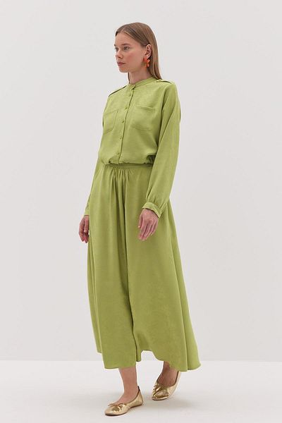 Fahhar Costum de damă jacquard verde avocado