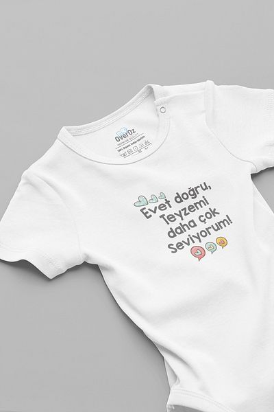 Overoz Organic 100% Cotton I Love My Aunt More Baby Bodysuit with Snap Fasteners 5909-Teyze