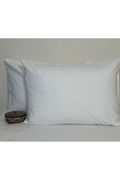 VESSİNOHOME 2 Pillow Cases Cotton Satin Hotel Pillow Case Line 93 Thread White Satin Luxury Hotel 50x70