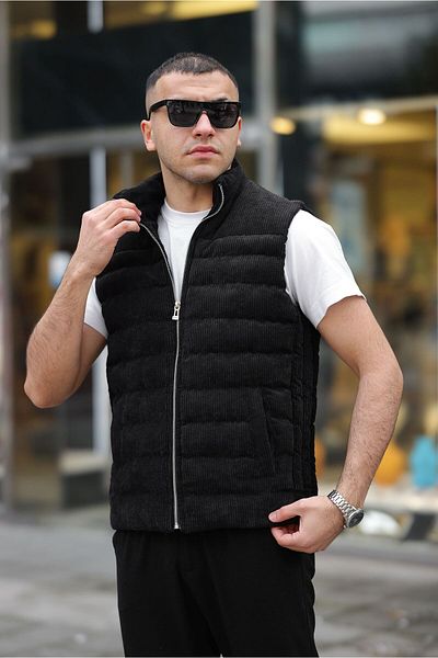 MODA New Season Men's Velvet Black Puffer Vest