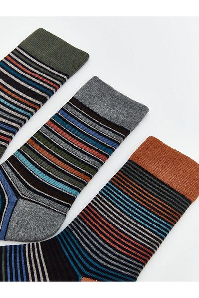 LC Waikiki Lcw Accessories Mixed Striped Men's Socks 3-Piece