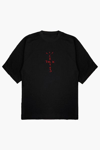 modaberry Tricou Cactus Jack - Tricou oversize cu mânecă scurtă cu imprimeu negru Utopia