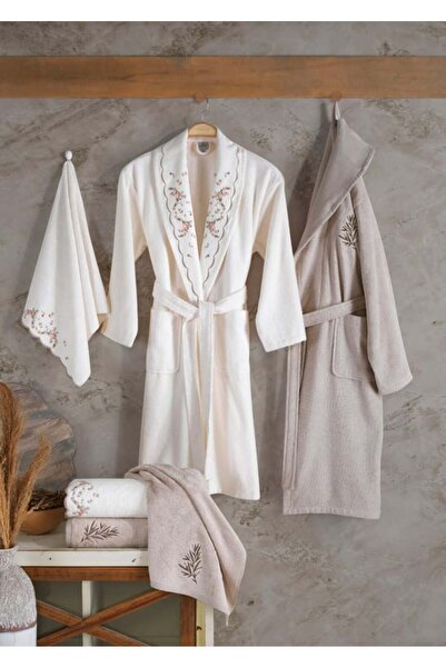 Okya Home طقم رداء حمام أوكيا فيلافيا 70% بامبو و30% قطن 6 قطع J126