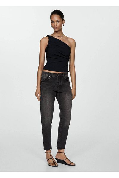 MANGO Woman Low Waisted Ripped Legs Girfriend Jean Trousers