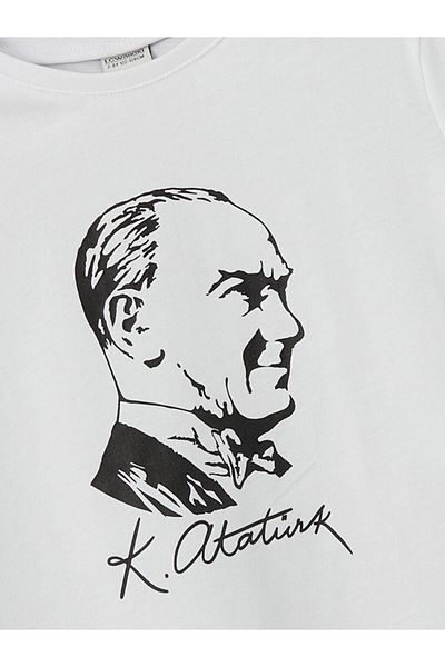 LC Waikiki Tricou pentru copii Lcw pentru copii, cu decolteu rotund, cu imprimeu Ataturk (S5)