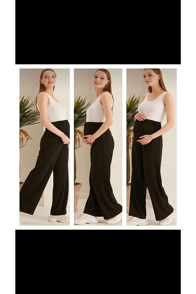 LİYACA Combed Cotton Wide Leg Maternity Pants