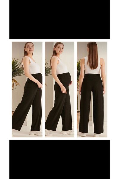 LİYACA Combed Cotton Wide Leg Maternity Pants