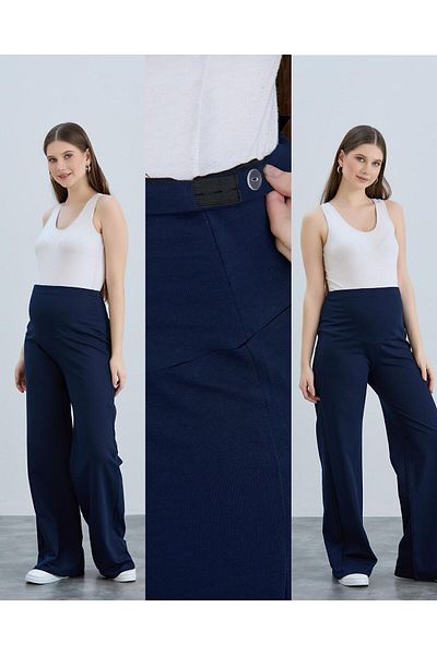 LİYACA Combed Cotton Wide Leg Maternity Pants