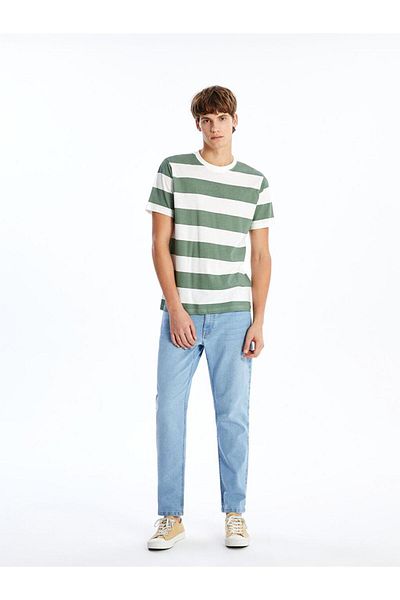 LC Waikiki Crew Neck Short Sleeve Striped Combed Cotton Men's T-Shirt