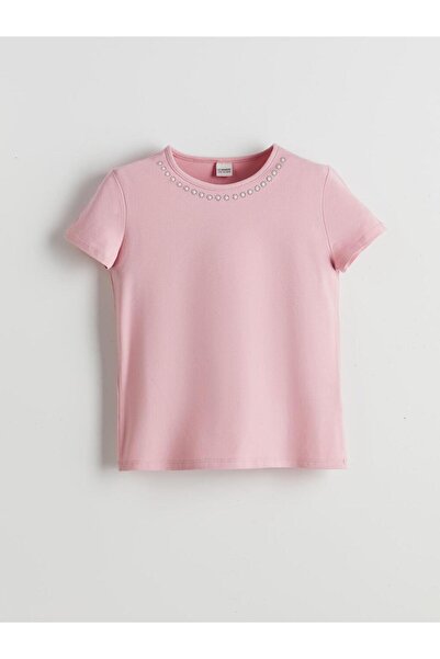 LC Waikiki LCW Kids Crew Neck Stoned T-Shirt για κορίτσια