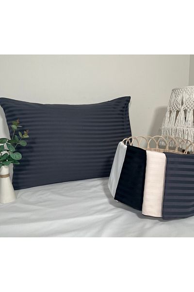 VESSİNOHOME 2 Pillow Cases Cotton Satin Hotel Pillow Case Line 93 Thread White Satin Luxury Hotel 50x70