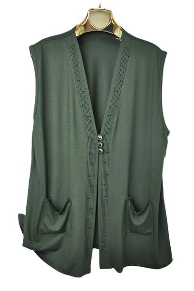 elma abone Large Size Combed Cotton Jewelled Short Vest