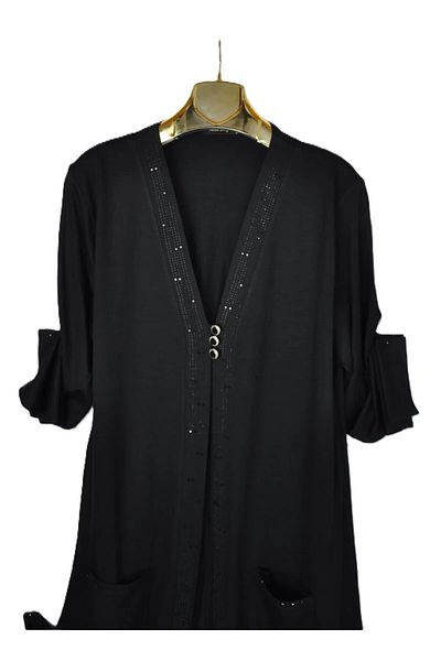 elma abone Large Size Combed Cotton Stone Cardigan
