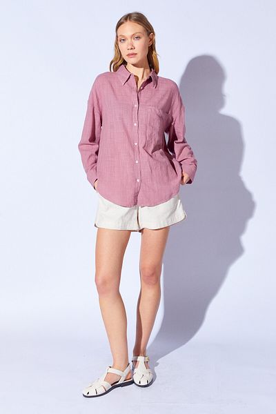Manche Women's Soft Textured Viscose Linen Shirt - Dusty Rose Mks 1610013 -1