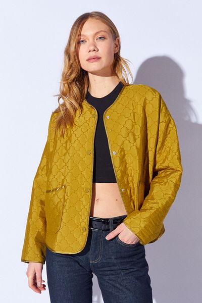 Manche Quilted Seasonal Bomber Jacket Olive |   Mkw 351137 -01