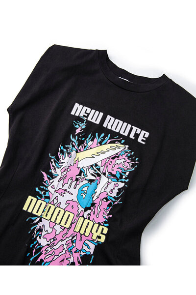 Twist Padded Visual Printed Dress