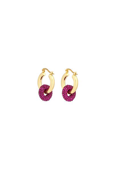 Twist Shiny Stone Detailed Hoop Earrings
