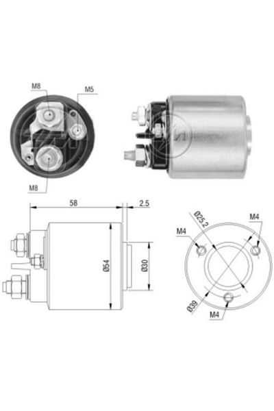 ZM 12v Valeo Type - M5 Left Cıtroen C3-Mercedes Vıto-Peugeot 306/407-Volvo Starter Automatic (3 Holes)