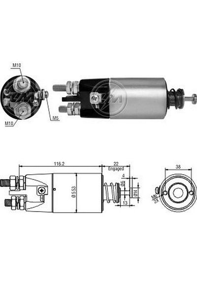 ZM 24v Marş Otomatiği Mıtsubıshı Tipi 5.5 Kw (2 DELİK) (KULAKSIZ) Sağ