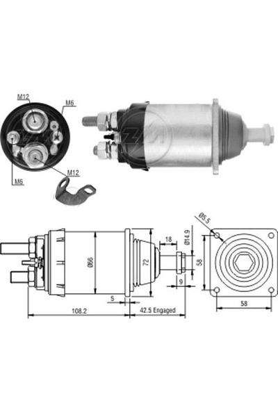 ZM 24v Marş Otomatiği Bosch Tipi (ÇİFT ÇIKIŞ) (372) Sağ Actros