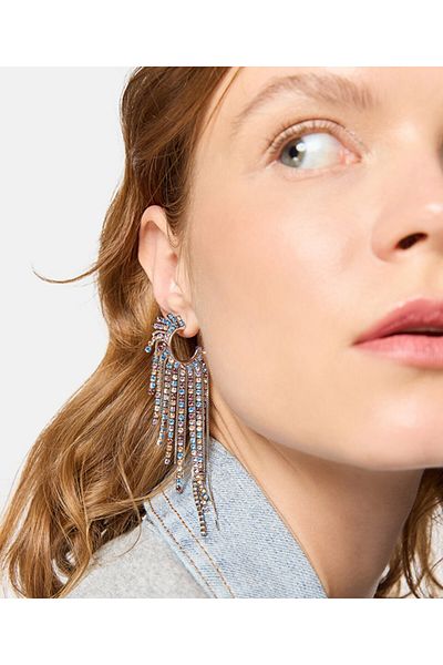 Twist Shiny Earrings with Stone Detail