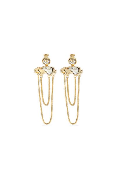Twist Crystal Stone Detailed Dangle Earrings