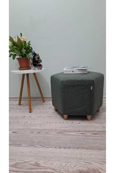 Papuli Ahşap Ayaklı Cepli Altıgen Puf&bench Koltuk/tabure