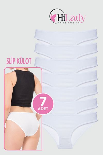 Hilady Chiloți pentru femei, pachet de 7 chiloți albi din bumbac moale, slip pentru femei Bikini Fit