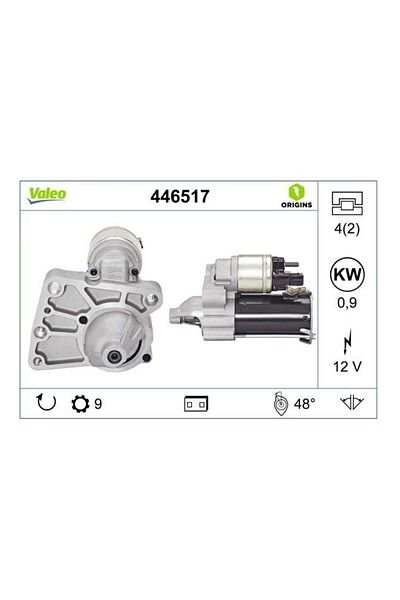 VALEO 12v Marş Motoru 9 Diş 0.9 Kw Cıtroen-peugeot Benzinli