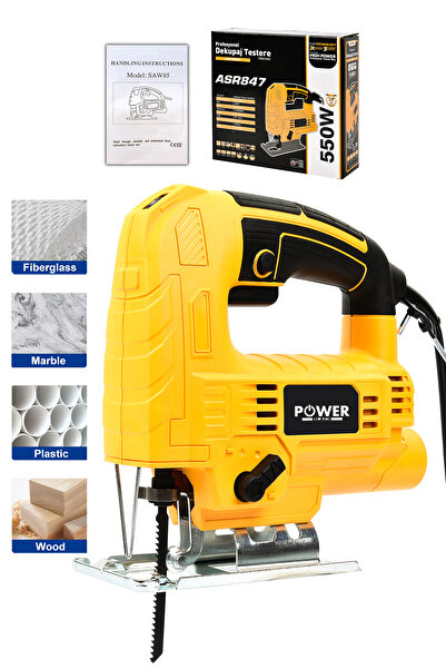 POWER BLACK Profesyonel Lazerli Metal Şanzıman 6 Kademe Devir Ve Pandül Ayarlı Dekupaj Testere Çantalı