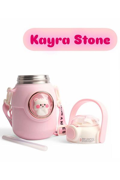 İthal 700ml 316Steel Cute Flask - Pink, Stainless, Bpa Free