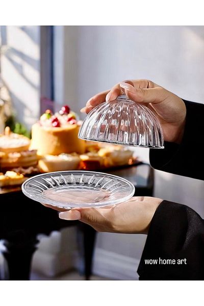 Wow Home حامل عرض زجاجي بغطاء مفرد مقاس صغير 14 سم