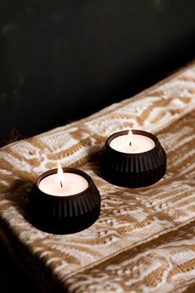 Blue Moon Candle & Decoration 2'li Tealight Mumluk Siyah