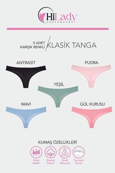 Hilady PACHET DE 5 CHILOȚI DE BUMBAC DARK MOALE
