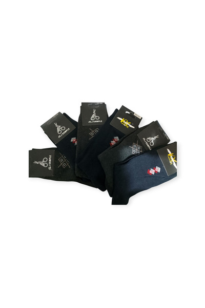 Milano Çorap Milano 6 darabos férfi pamut tömör fekete zokni, hosszú, minta nélküli pamut zokni (6 pár)