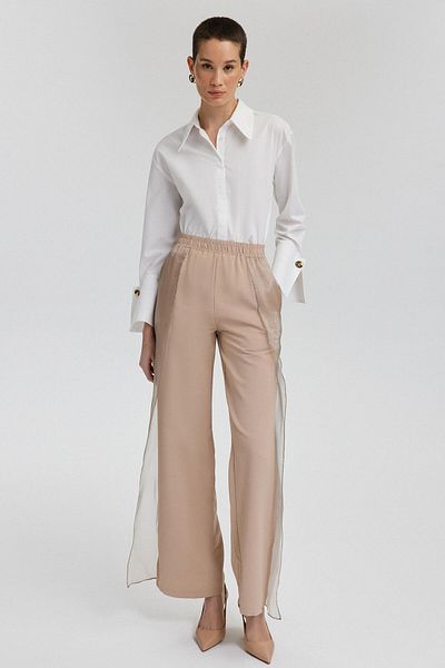 Touché Privé Linen Pants with Organze Detail