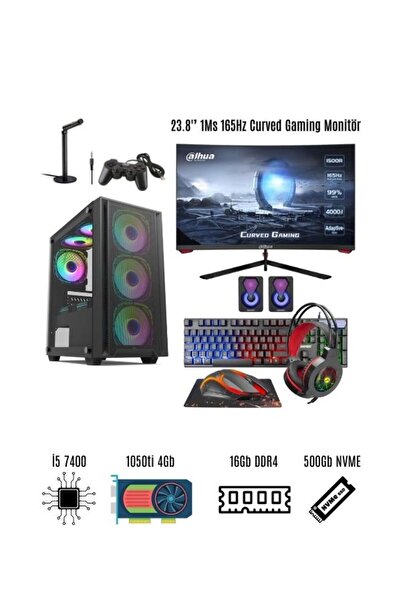 RAMTECH BİLGİSAYAR FOT İ5 7400 16Gb Ram 500Gb M2 1050ti 4Gb 24'' 165Hz Curved...