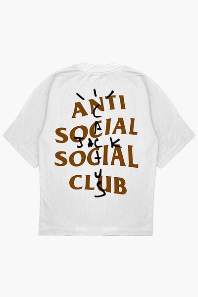 modaberry Tricou alb cu imprimeu Anti Social Club Cactus Jack Tricou supradimensionat cu mânecă scurtă de vară Ciclism