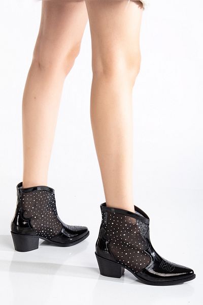 MS SUGAR SHOES Καλοκαιρινά γυναικεία διαφανή λεπτομερή παπούτσια Cowboy με τακούνι