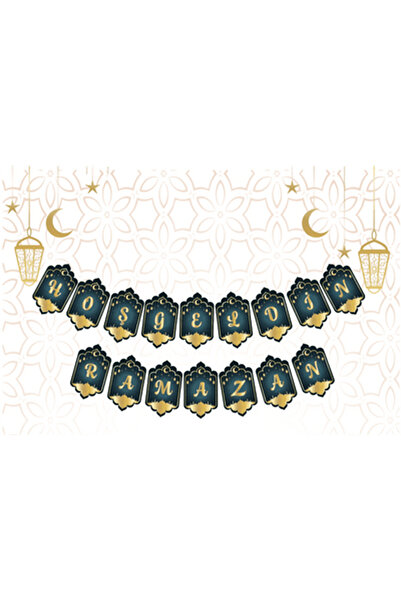 Trend Hediye Sepeti Hoş geldin Ramazan Lüks Karton Yazılı Varaklı Banner