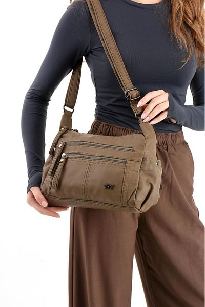 Baginn Geantă de umăr din piele vegană pentru femei, curea încrucișată 25*20 cm, buzunar multiplu