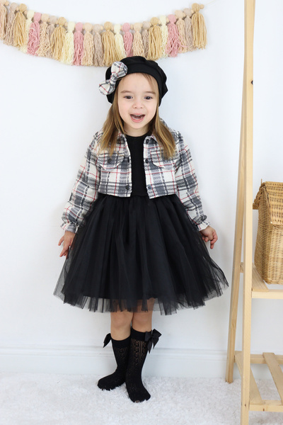 MODA 3'lü Dokuma Ceket-elbise Ve Şapka Takım Bayramlık